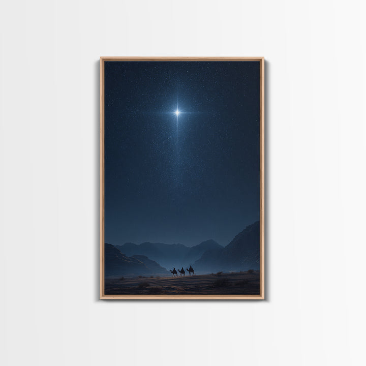 Night Of The Star, Framed Canvas Print, Christmas Art, Christian Wall Art, Christian Art Canvas, Modern Christian Art, Christian Christmas