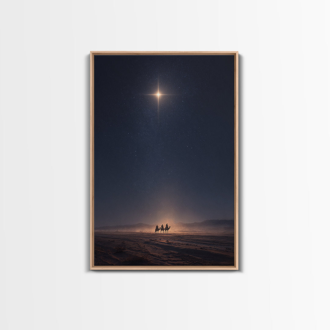 Bethlehem Night Glow – Framed Canvas Print – Christmas Art – Christian Art Canvas – Christian Wall Art – Modern Christian Art – Christian C