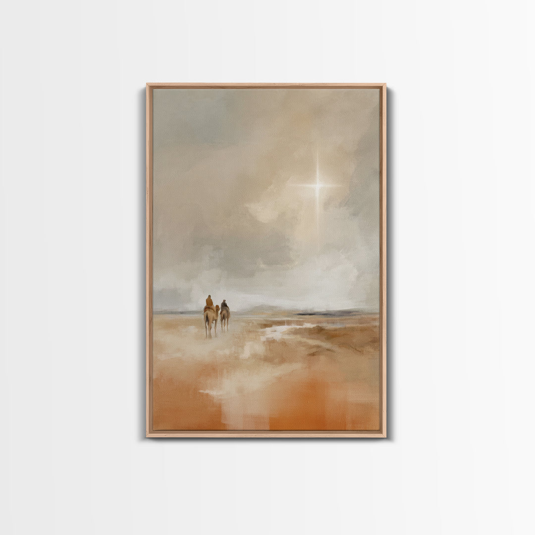 Desert Star Path, Framed Canvas Print, Christian Art Canvas, Christmas Art, Christian Wall Art, Minimalist Christian Art, Christian Christm