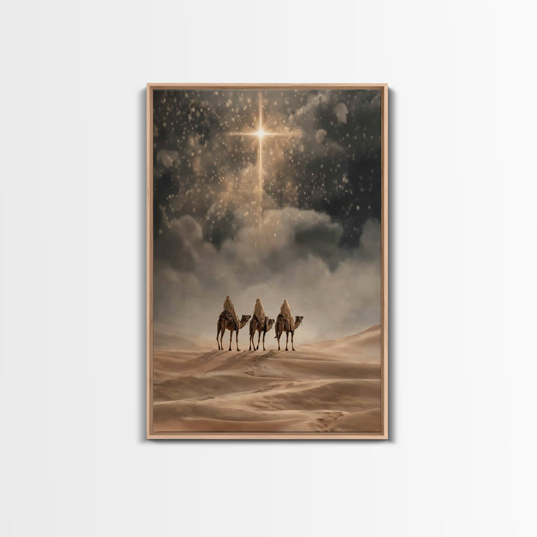 Three Gifts Journey | Framed Canvas Print | Christmas Art | Christian Art Canvas | Christian Wall Art | Vintage Christmas Art | Christian C