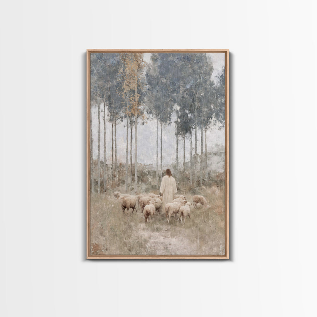 Quiet Shepherd Woods, Framed Canvas Print, Christian Art Canvas, Christian Art, Christian Wall Art, Minimalist Christian Art, Christian Pai