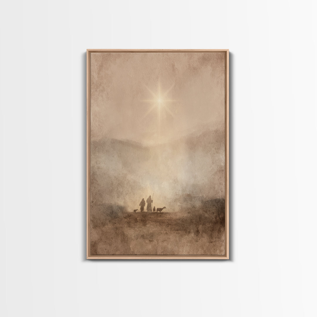 Desert Star Rise – Framed Canvas Print – Christian Christmas Art – Christmas Art Prints – Christian Art Canvas – Christian Wall Art