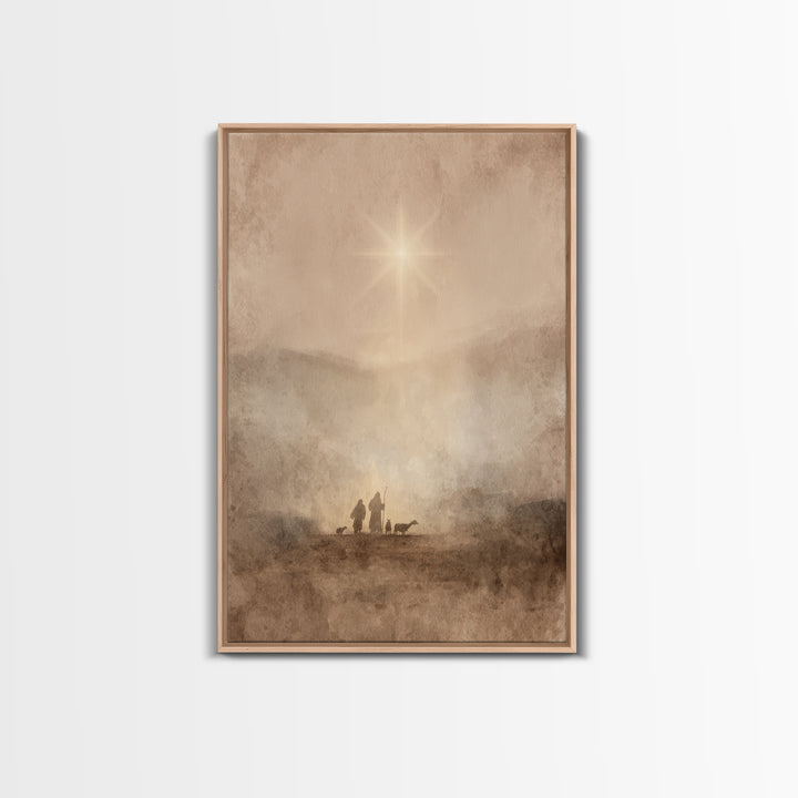 Desert Star Rise – Framed Canvas Print – Christian Christmas Art – Christmas Art Prints – Christian Art Canvas – Christian Wall Art