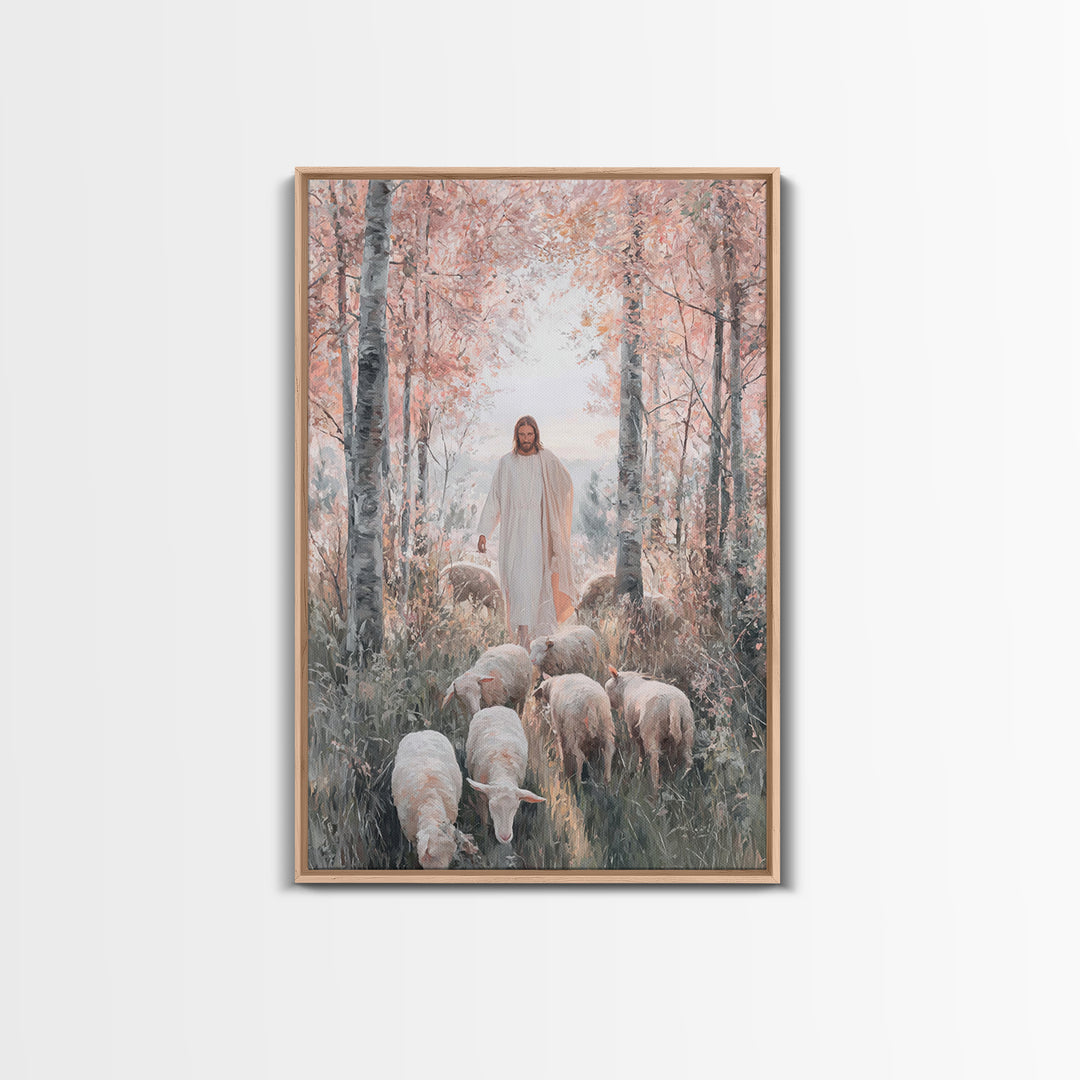 Autumn Grace Walk – Framed Canvas Print – Christian Art Canvas – Jesus Painting – Christian Wall Art – Christian Christmas Art – Modern Chr