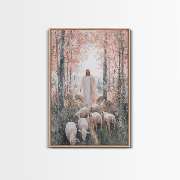 Autumn Grace Walk – Framed Canvas Print – Christian Art Canvas – Jesus Painting – Christian Wall Art – Christian Christmas Art – Modern Chr