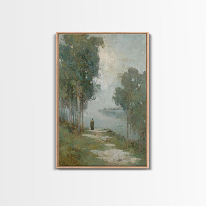 Quiet Pilgrim Way – Framed Canvas Print – Christian Art Canvas – Christian Wall Art – Vintage Christian Art – Christmas Wall Art – Christia