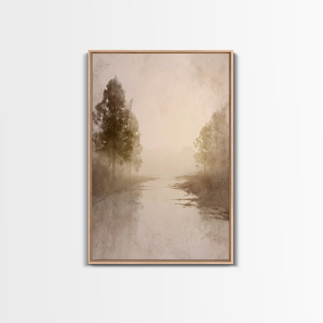 Misty River Hope – Framed Canvas Print – Christian Art Canvas – Christian Wall Art – Subtle Christian Art – Christmas Art – Christian Decor
