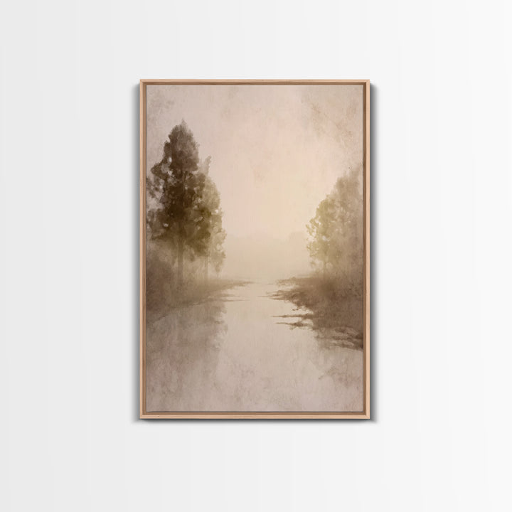 Misty River Hope – Framed Canvas Print – Christian Art Canvas – Christian Wall Art – Subtle Christian Art – Christmas Art – Christian Decor