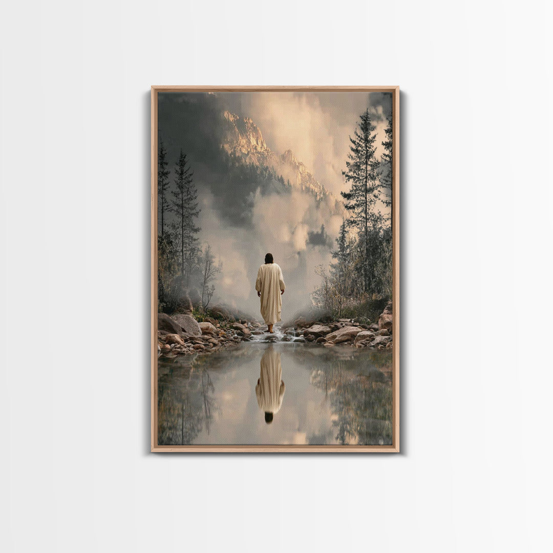 Mountain Refuge | Framed Canvas Print | Christian Art Canvas | Jesus Painting | Christian Decor For Home | Large Christian Art | Christmas