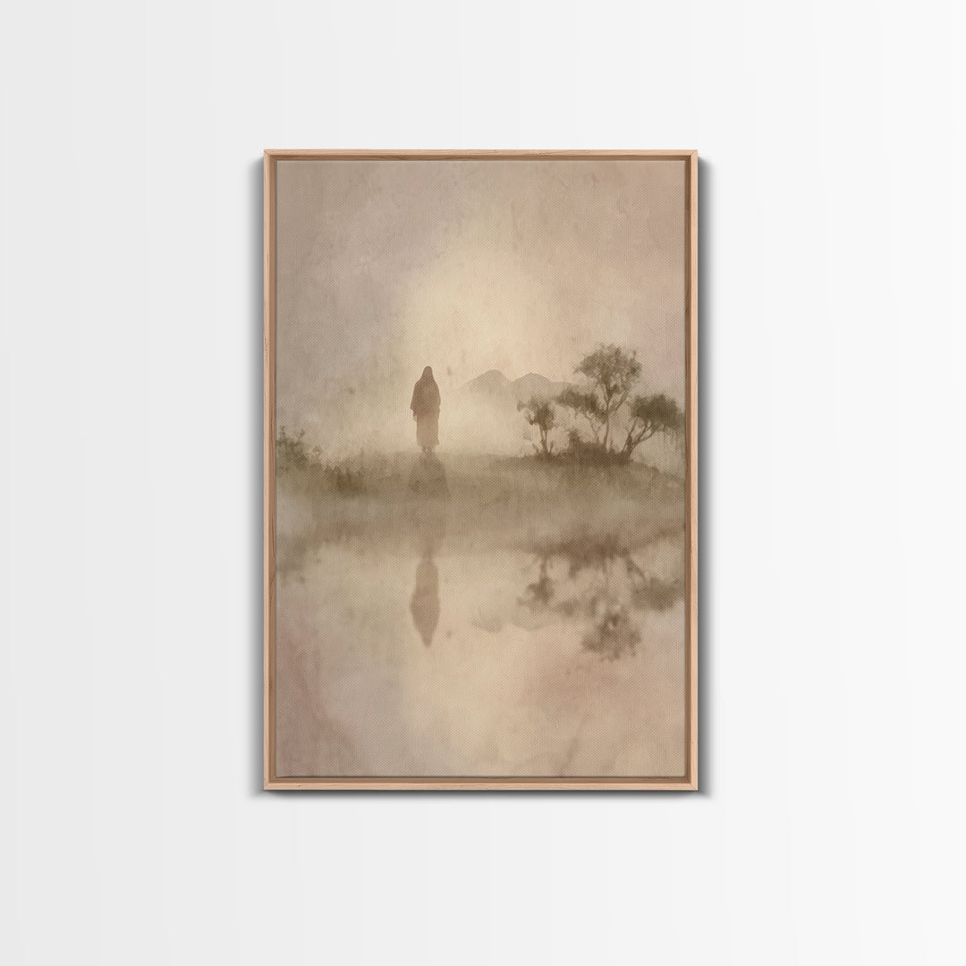 Desert Halo – Framed Canvas Print – Christian Art – Christian Wall Art – Jesus Painting – Christian Christmas Decorations – Modern Christia