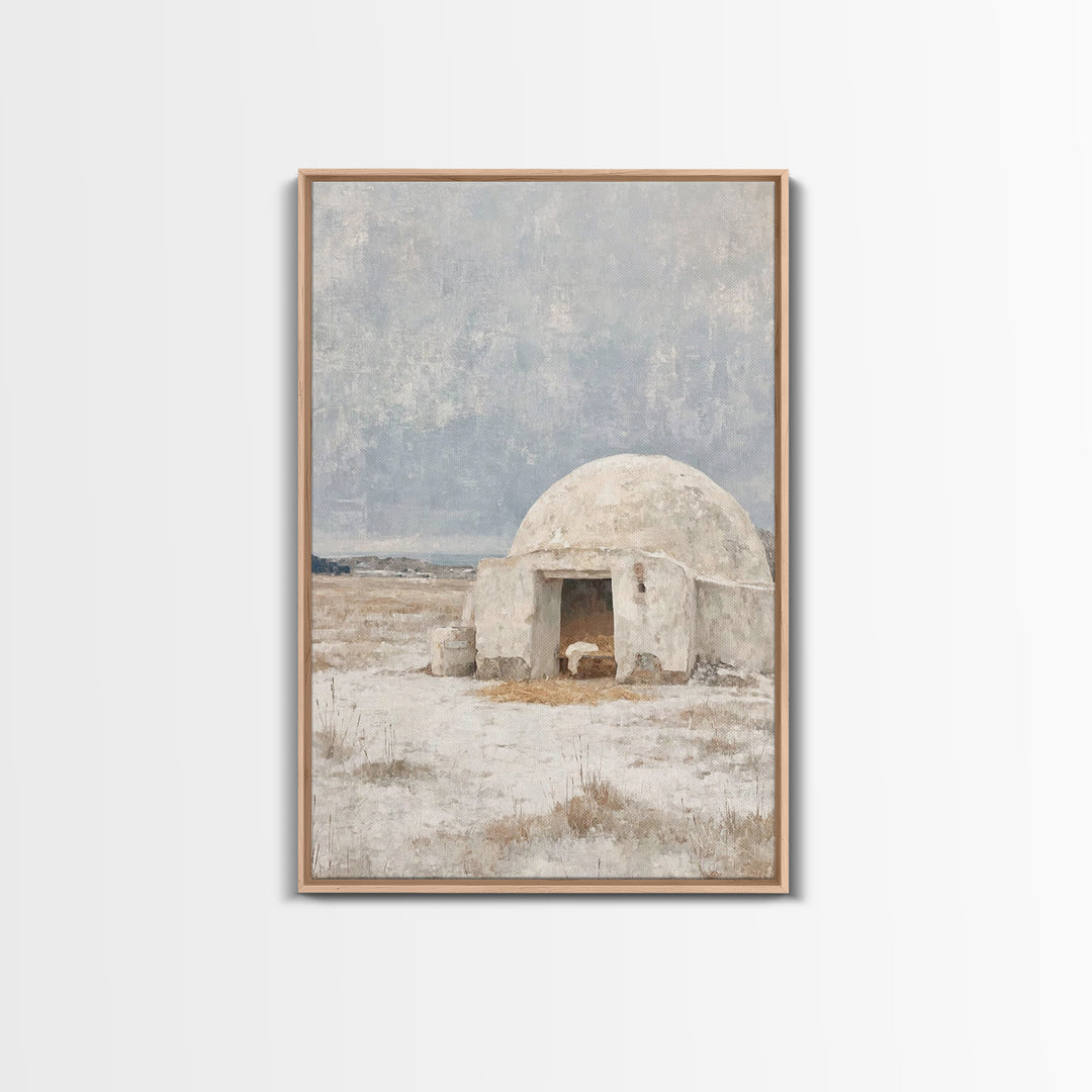 Humble Shelter Grace | Framed Canvas Print | Christian Art Canvas | Christmas Art Prints | Christian Wall Art | White Christmas Art | Chris