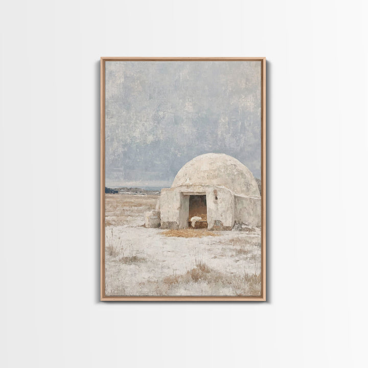 Humble Shelter Grace | Framed Canvas Print | Christian Art Canvas | Christmas Art Prints | Christian Wall Art | White Christmas Art | Chris