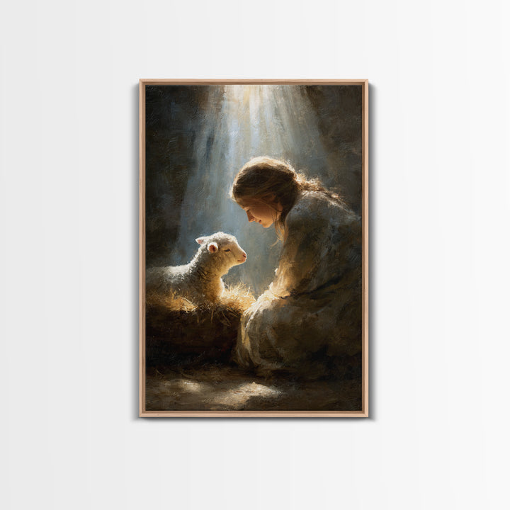 Lamb of Peace – Framed Canvas Print – Jesus Art Print – Christian Paintings – Christian Art Work – Christian Gift Ideas – Christian Wall Ar