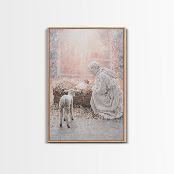 Mother’s Quiet Adoration – Framed Canvas Print – Christian Wall Art – Christmas Art Prints – Jesus Christmas Art – Christian Art Canvas – C