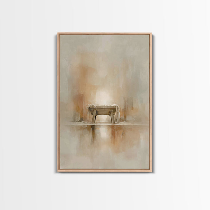 Humble Manger Light, Framed Canvas Print, Christmas Wall Art, Christian Christmas Art, Modern Christmas Art, Christmas Art Prints, Christia