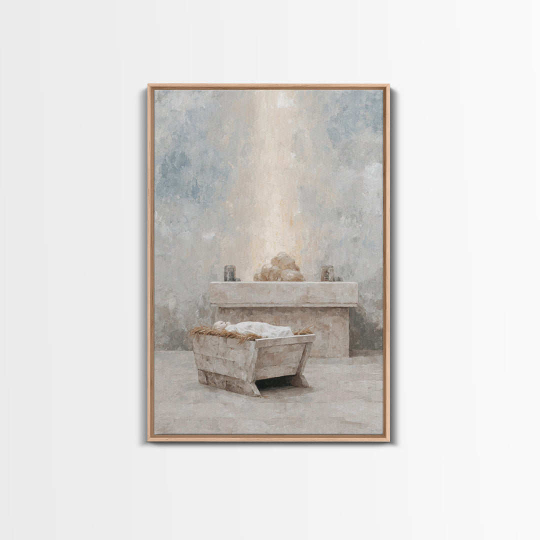 Silent Offering Stone – Framed Canvas Print – Christian Wall Art – Christian Art Canvas – Christmas Art Work – Subtle Christian Art – Chris