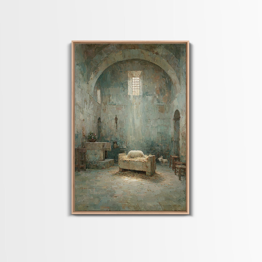 Sanctuary Manger Peace | Framed Canvas Print | Christian Wall Art | Vintage Christian Art | Christian Art Canvas | Christian Painting | Sub