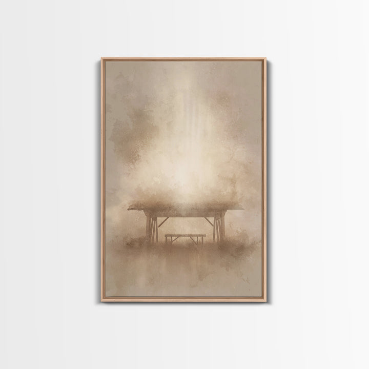 Holy Stable Promise, Framed Canvas Print, Christian Wall Art, Christmas Art Prints, Christian Christmas Art, Minimalist Christian Art, Chri