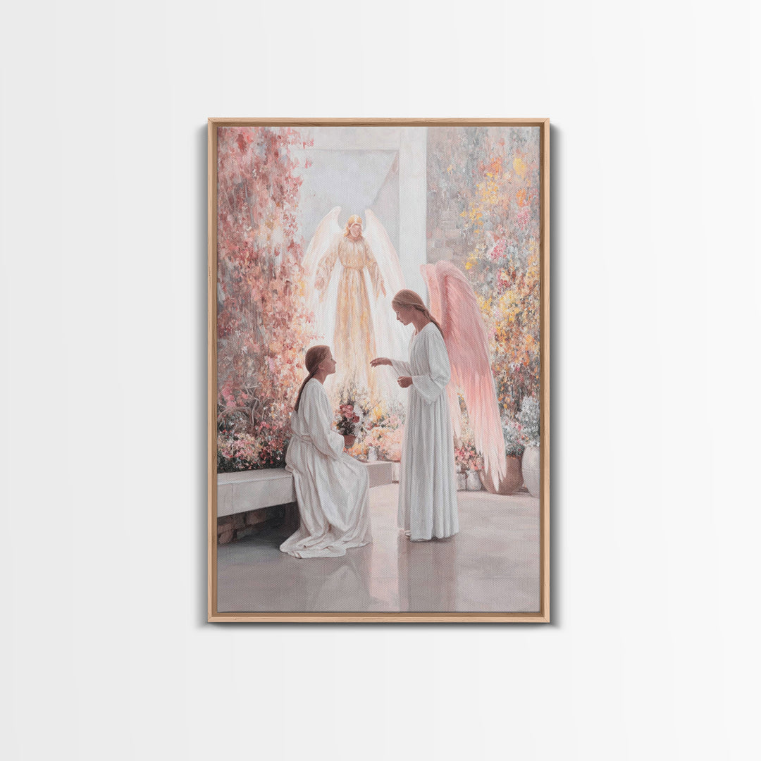 Gentle Angel Watch, Framed Canvas Print, Christian Wall Art, Christian Art Canvas, Christian Painting, Vintage Christian Art, Christian Dec