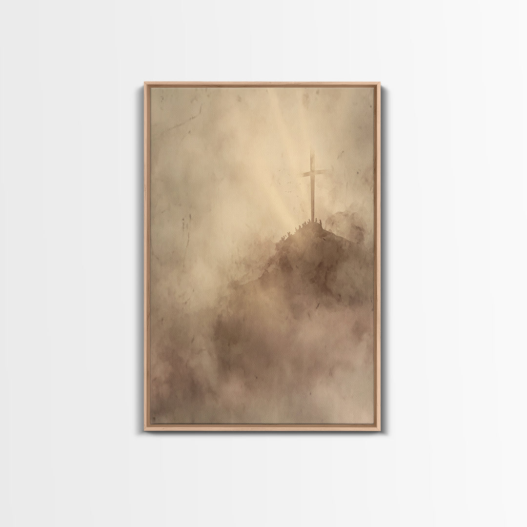 Hill Of Redemption – Framed Canvas Print – Christian Wall Art – Christian Art Canvas – Christian Art – Moody Christian Art – Christian Deco