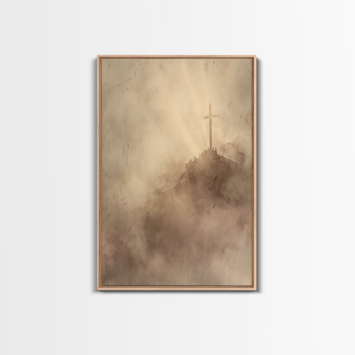 Hill Of Redemption – Framed Canvas Print – Christian Wall Art – Christian Art Canvas – Christian Art – Moody Christian Art – Christian Deco