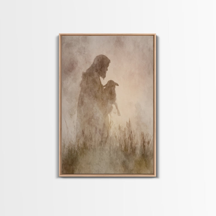 Shepherd Of Light, Framed Canvas Print, Christian Wall Art, Jesus Painting, Christian Art Canvas, Subtle Christian Art, Christian Decor For