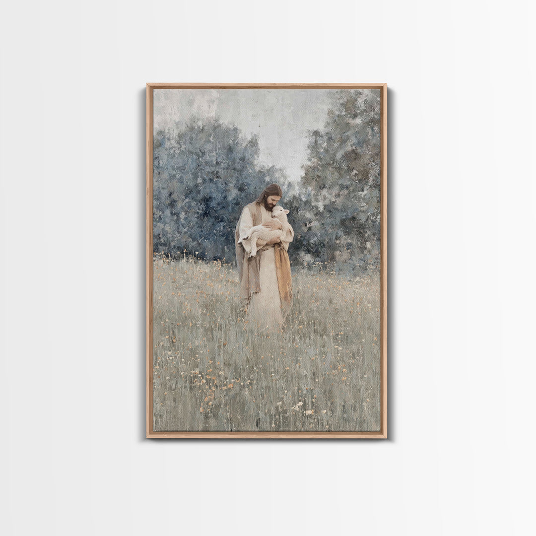 Lamb Of Grace | Framed Canvas Print | Jesus Painting | Christian Art Canvas | Christian Wall Art | Modern Christian Art | Christian Gift Id