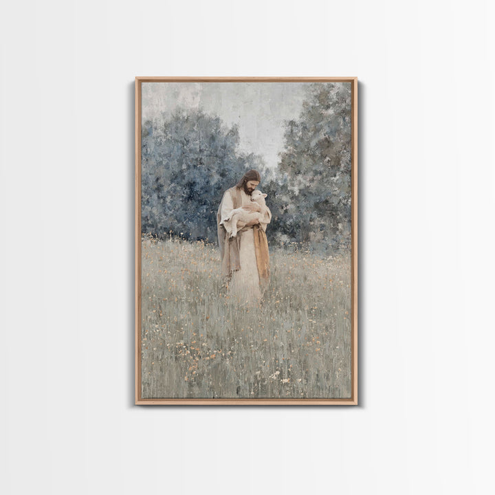 Lamb Of Grace | Framed Canvas Print | Jesus Painting | Christian Art Canvas | Christian Wall Art | Modern Christian Art | Christian Gift Id