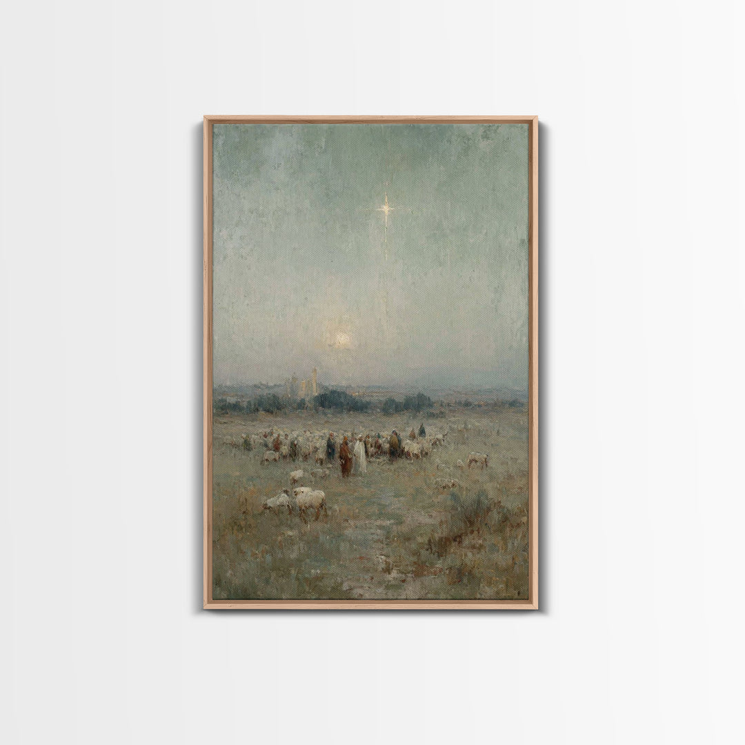 Star Of Bethlehem – Framed Canvas Print – Christian Wall Art – Christmas Art Prints – Christian Art Canvas – Vintage Christian Art – Christ
