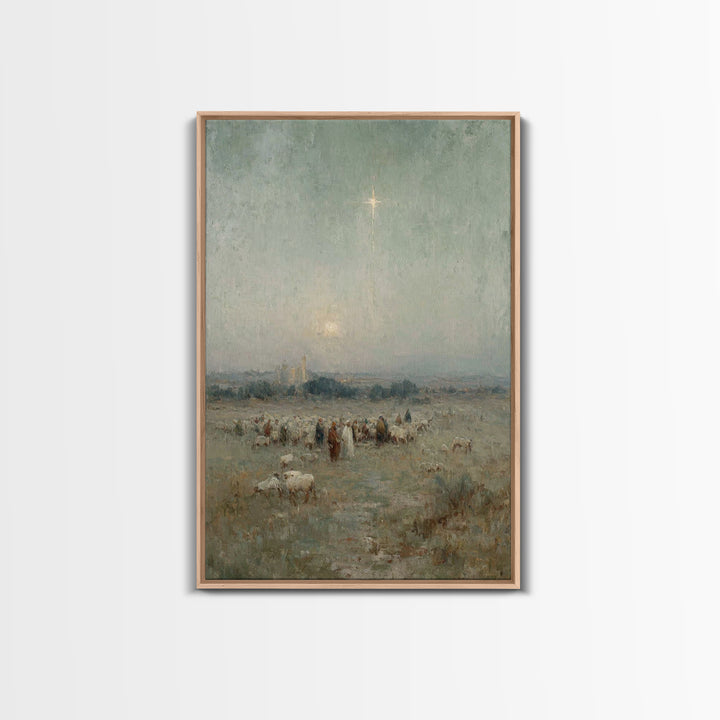 Star Of Bethlehem – Framed Canvas Print – Christian Wall Art – Christmas Art Prints – Christian Art Canvas – Vintage Christian Art – Christ