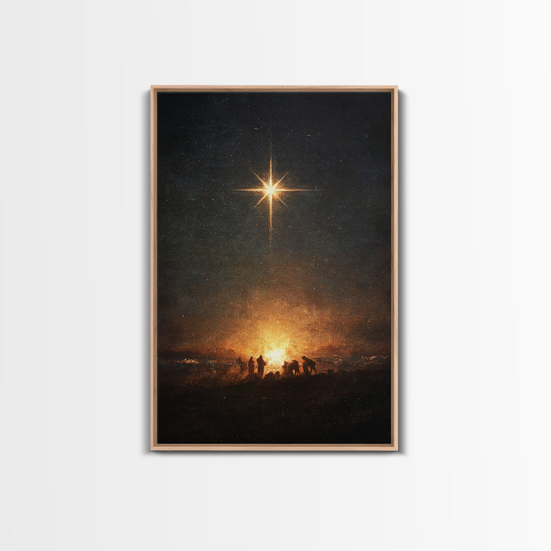 Night Of Wonder, Framed Canvas Print, Christian Christmas Art, Christian Wall Art, Christmas Canvas Wall Art, Moody Christmas Art, Christia