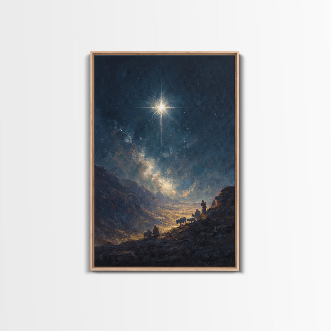 Starry Path – Framed Canvas Print – Christian Christmas Art – Christian Art Canvas – Christmas Wall Art – Modern Christian Art – Christian
