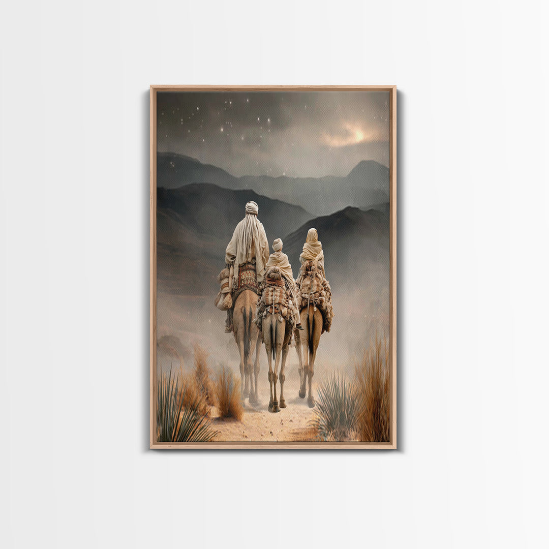 Guiding Star Caravan, Framed Canvas Print, Christian Art Canvas, Christian Christmas Art, Jesus Painting, Christmas Wall Art, Christian Dec