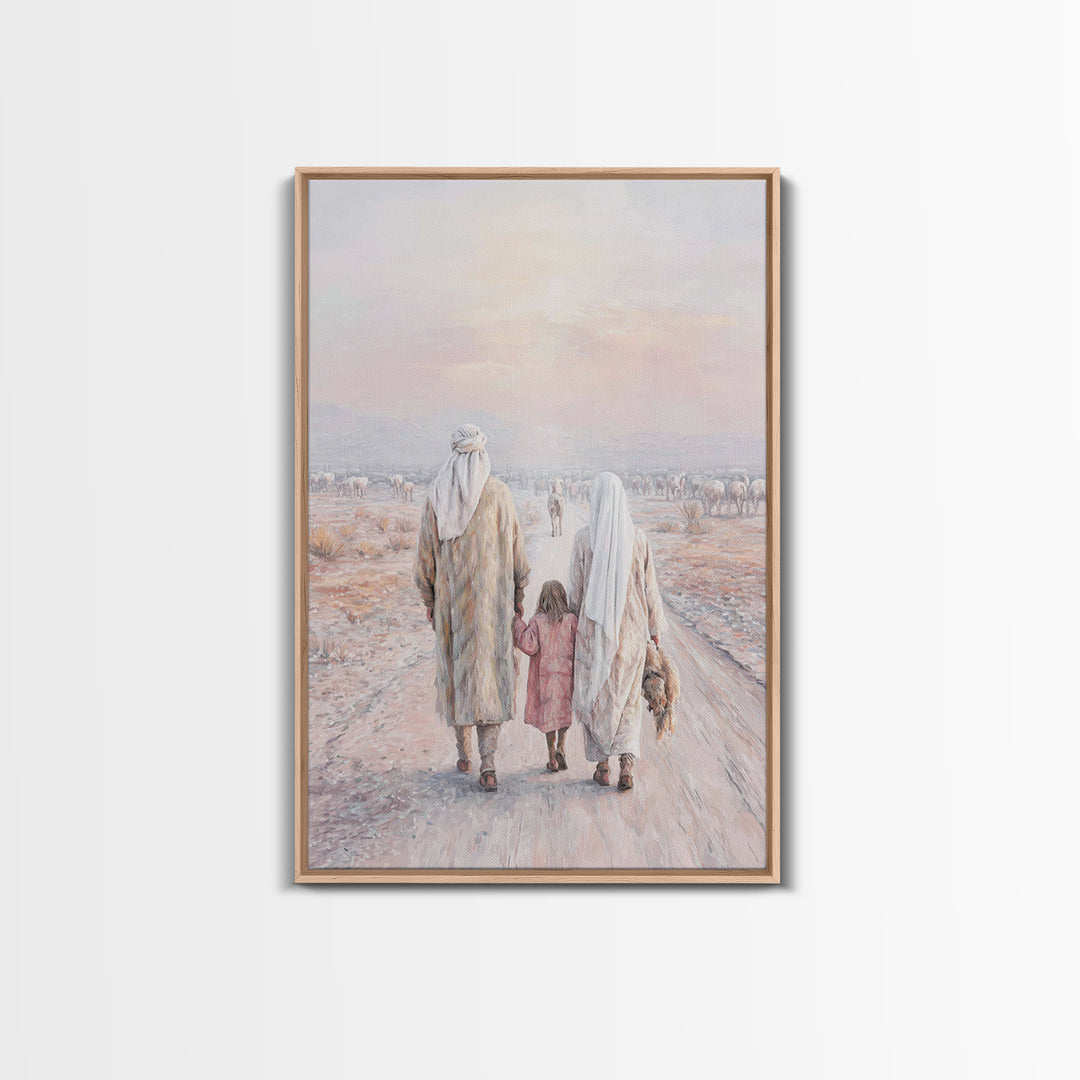 Pilgrims Of Dawn | Framed Canvas Print | Christian Wall Art | Christian Art Canvas | Jesus Painting | Christian Decor | Christmas Art
