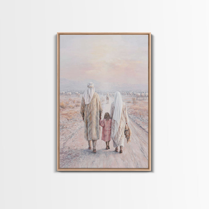 Pilgrims Of Dawn | Framed Canvas Print | Christian Wall Art | Christian Art Canvas | Jesus Painting | Christian Decor | Christmas Art