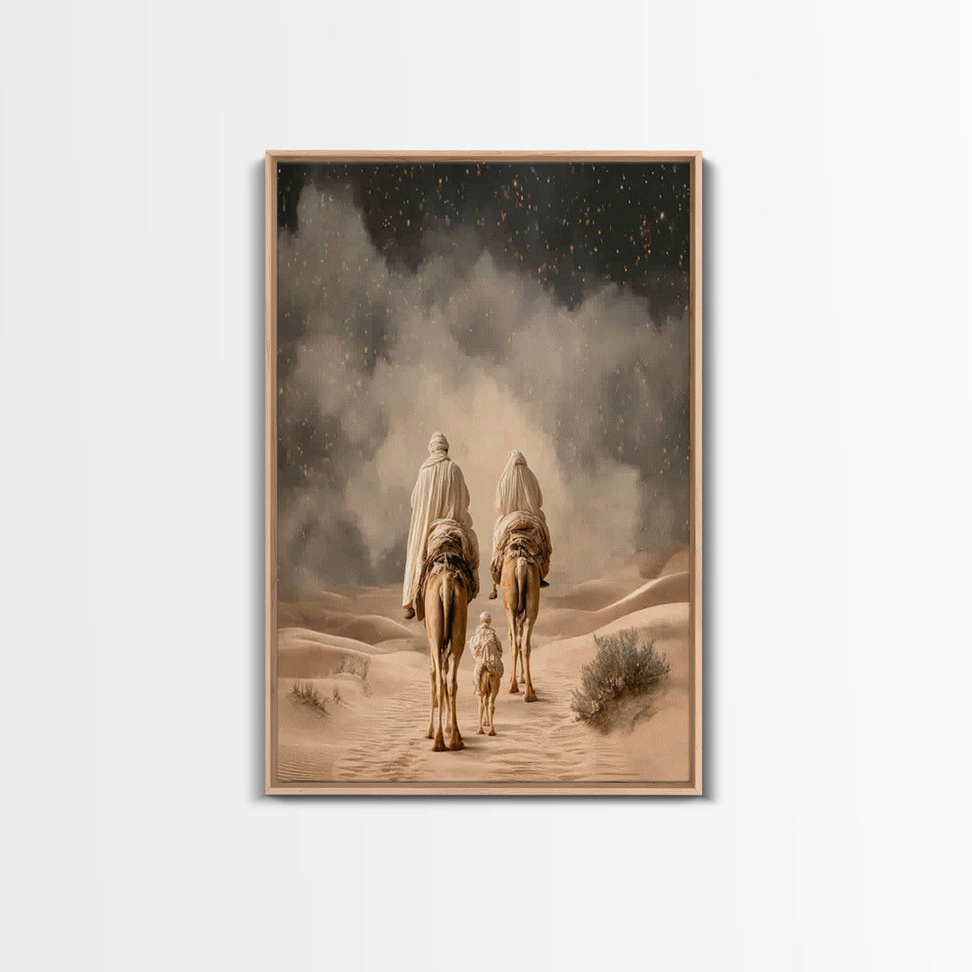 Desert Star Journey, Framed Canvas Print, Christian Art Canvas, Christian Wall Art, Christmas Art, Christian Christmas Art, Jesus Painting