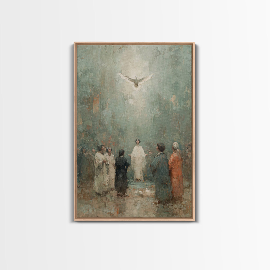 Pentecost Promise, Framed Canvas Print, Christian Art Canvas, Christian Wall Art, Christian Art Work, Christian Paintings, Christian Decor