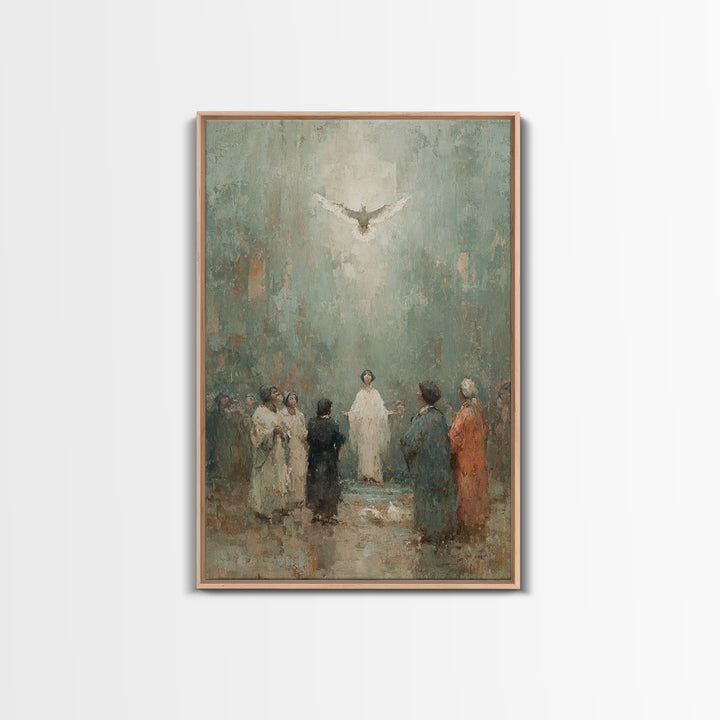 Pentecost Promise, Framed Canvas Print, Christian Art Canvas, Christian Wall Art, Christian Art Work, Christian Paintings, Christian Decor