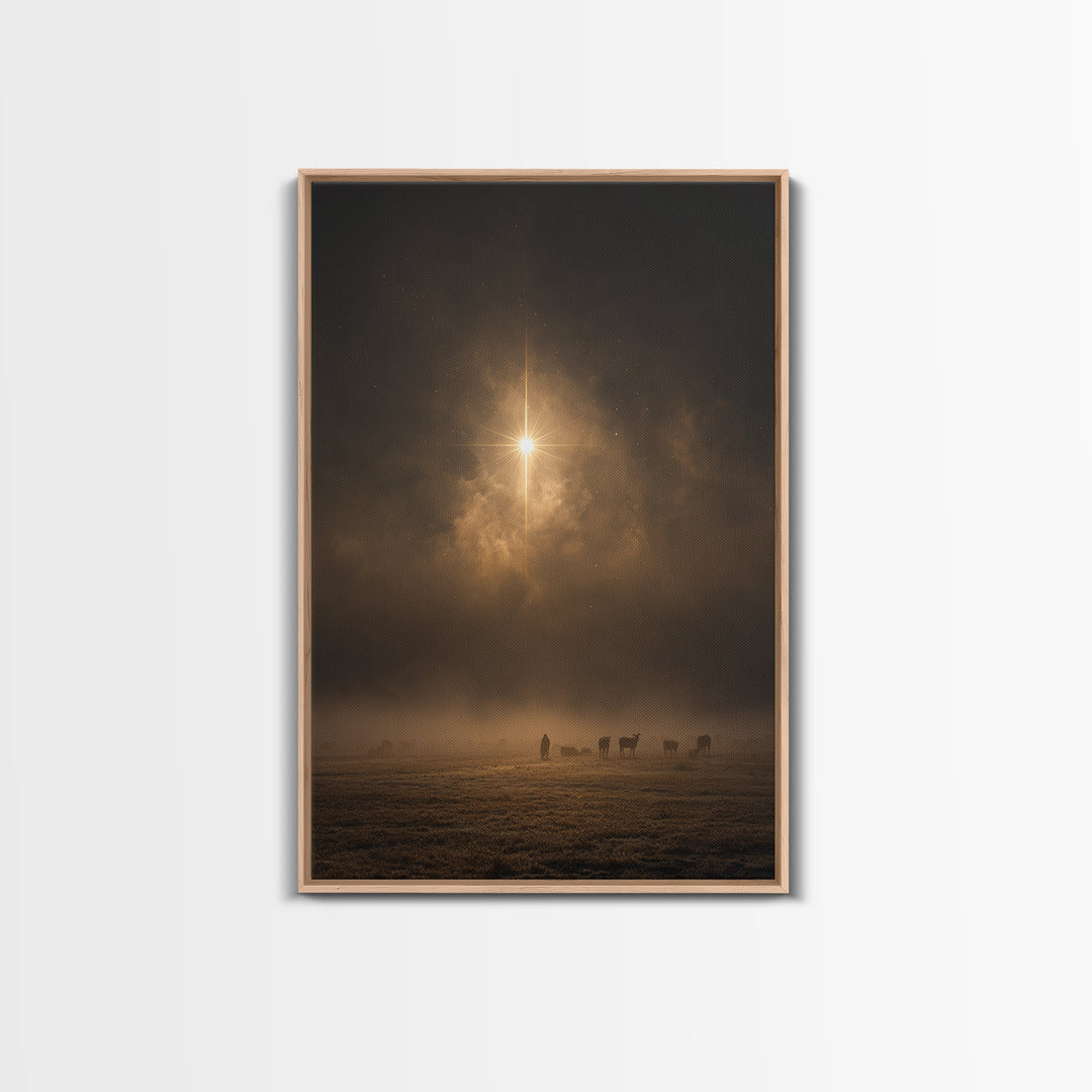 Silent Night Field – Framed Canvas Print – Christian Wall Art – Christian Art Canvas – Christmas Art Prints – Jesus Christmas Art