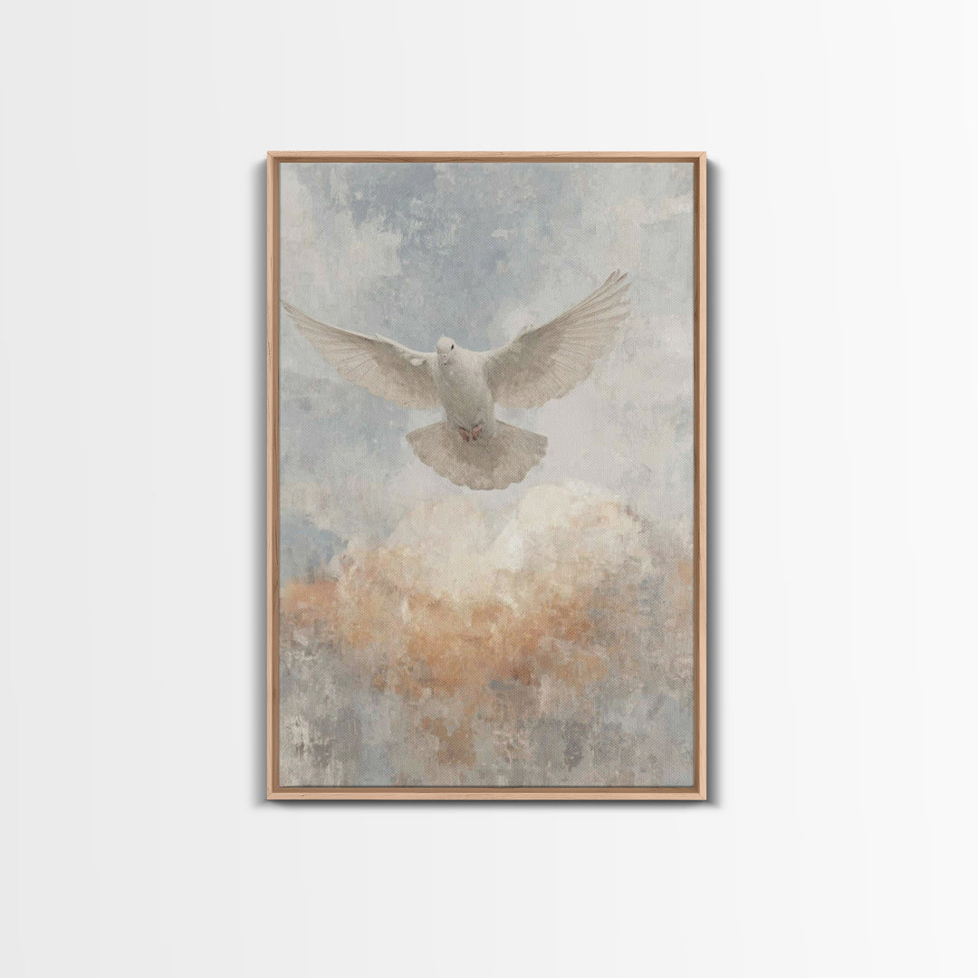 Heavenly Dove Light – Framed Canvas Print – Christian Wall Art – Christian Art Canvas – Christian Christmas Art – Christian Decor – Christi