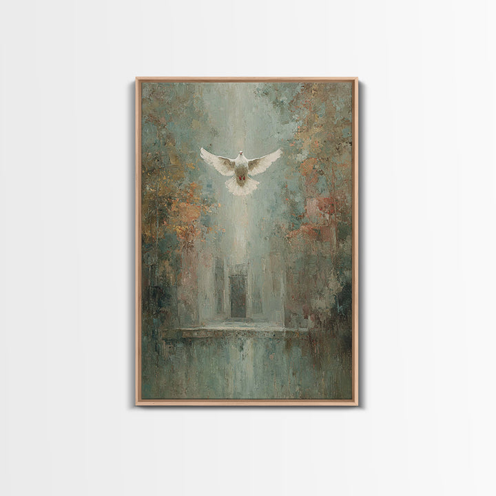 Sanctuary Dawn Dove, Framed Canvas Print, Christian Art Canvas, Christian Wall Art, Christian Art, Christian Decor, Christian Christmas Art