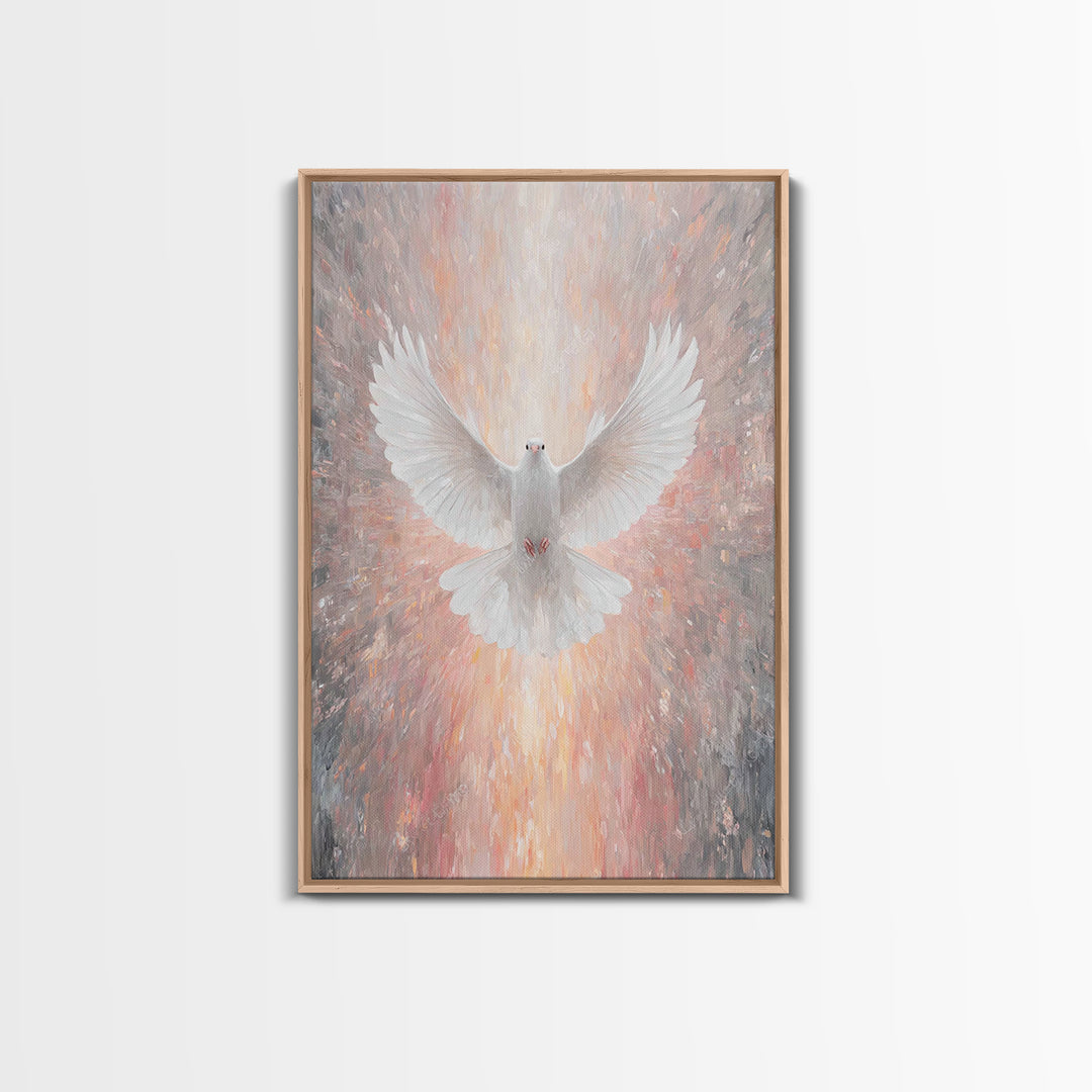 Holy Ascending Dove, Framed Canvas Print, Christian Christmas Art, Christian Wall Art, Christian Art Canvas, Christian Decor, Christian Art