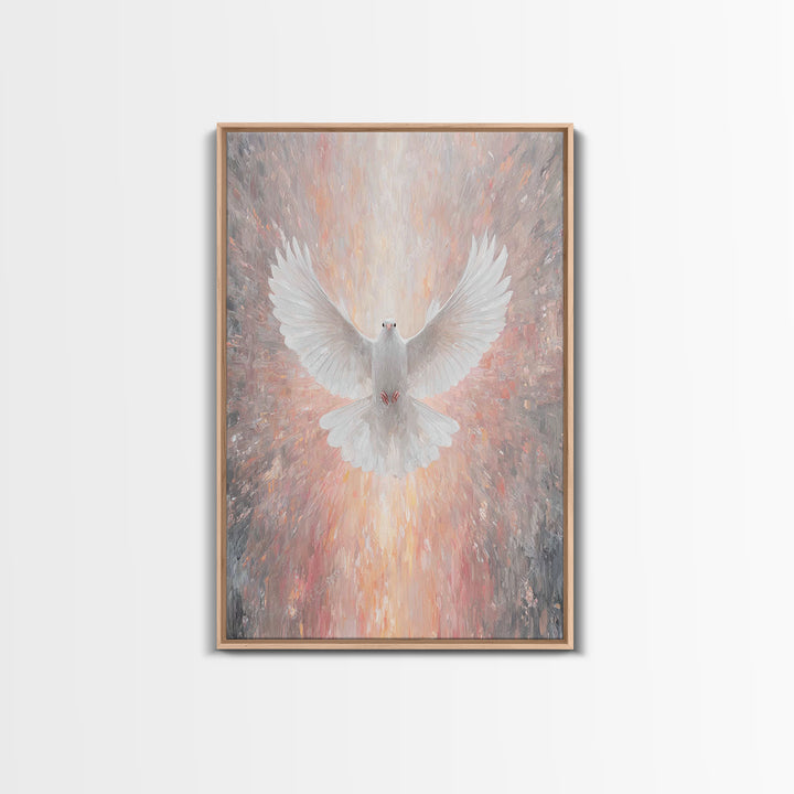 Holy Ascending Dove, Framed Canvas Print, Christian Christmas Art, Christian Wall Art, Christian Art Canvas, Christian Decor, Christian Art