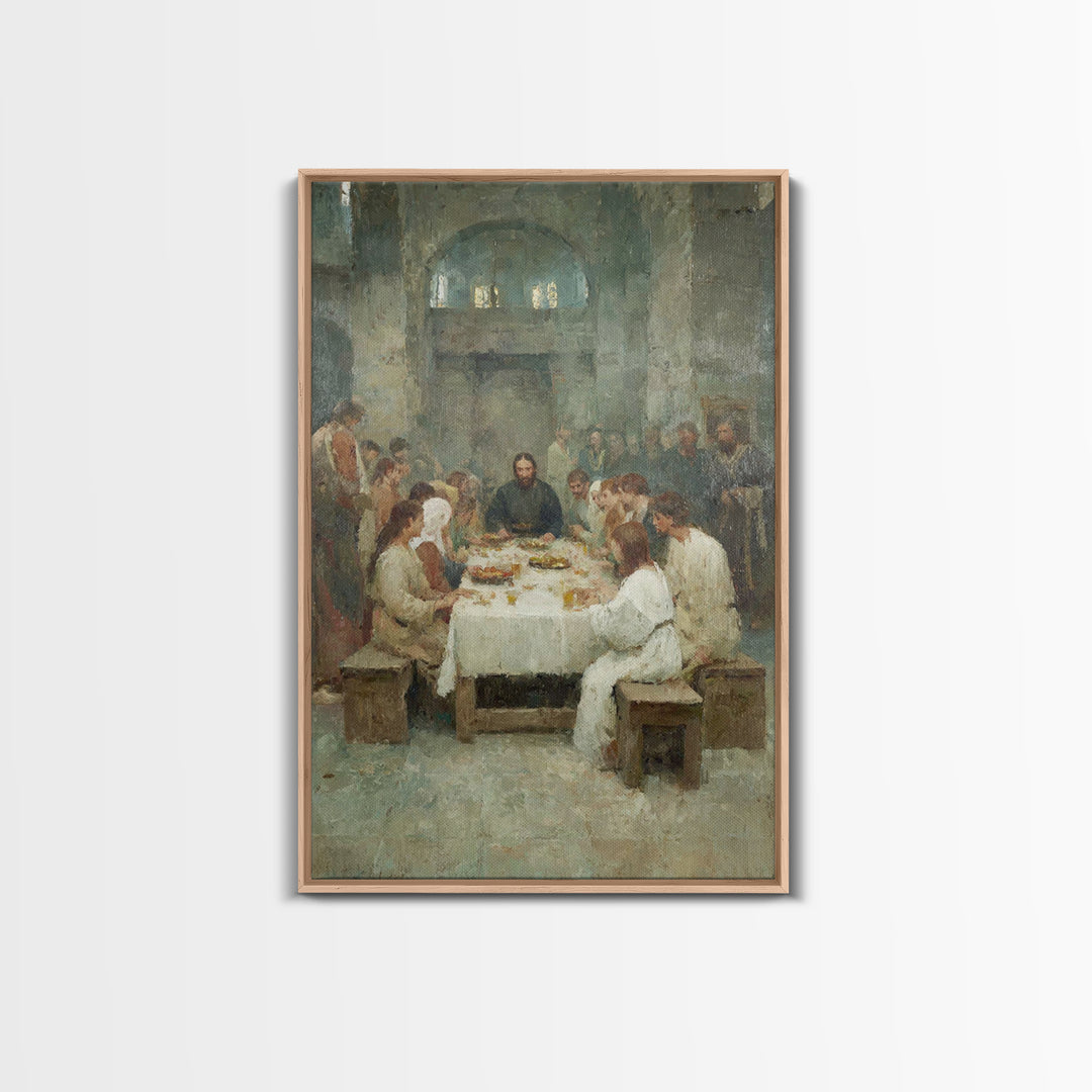 Sacred Gathering – Framed Canvas Print – Christian Art Canvas – Jesus Painting – Christian Wall Art – Christmas Art – Christian Decorations