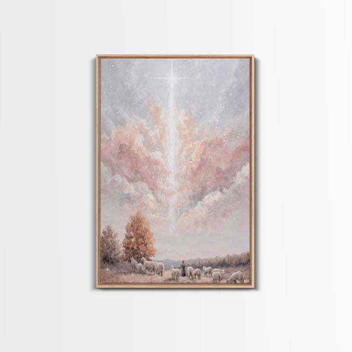 Heavenly Dawn – Framed Canvas Print – Christian Wall Art – Christian Art Canvas – Subtle Christian Art – Christmas Art Prints