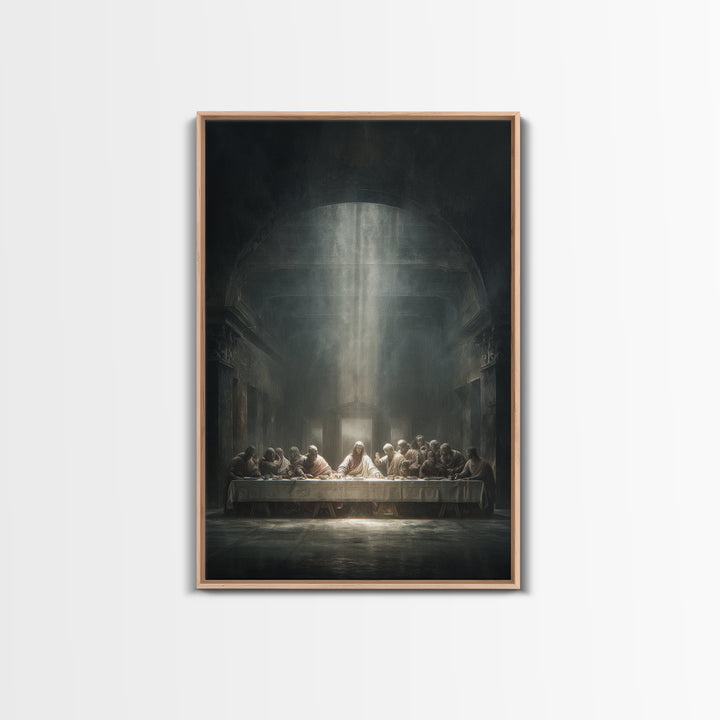Divine Banquet Light, Framed Canvas Print, Christian Wall Art, Christian Art Canvas, Moody Christian Art, Jesus Painting, Christian Decor