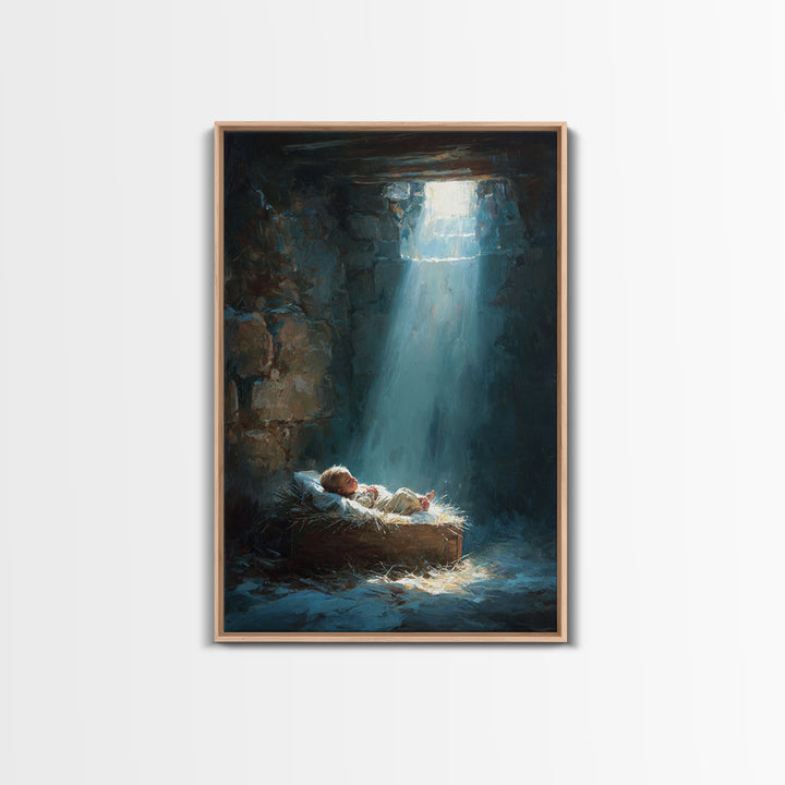 Holy Manger Light – Framed Canvas Print – Christian Wall Art – Christian Art Canvas – Jesus Christmas Art – Christmas Art – Christian Decor