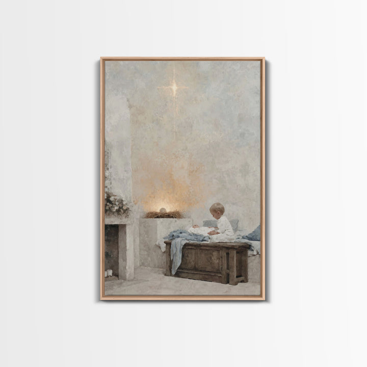 Heaven’s Quiet Gift, Framed Canvas Print, Christmas Art, Christian Wall Art, Christian Christmas Art, Jesus Christmas Art, Christian Art Ca