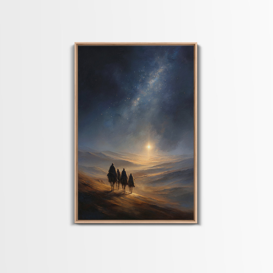 Journey By Starlight, Framed Canvas Print, Christian Christmas Art, Christmas Art, Christian Art Canvas, Christian Wall Art, Christian Deco