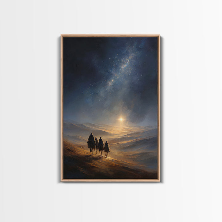 Journey By Starlight, Framed Canvas Print, Christian Christmas Art, Christmas Art, Christian Art Canvas, Christian Wall Art, Christian Deco